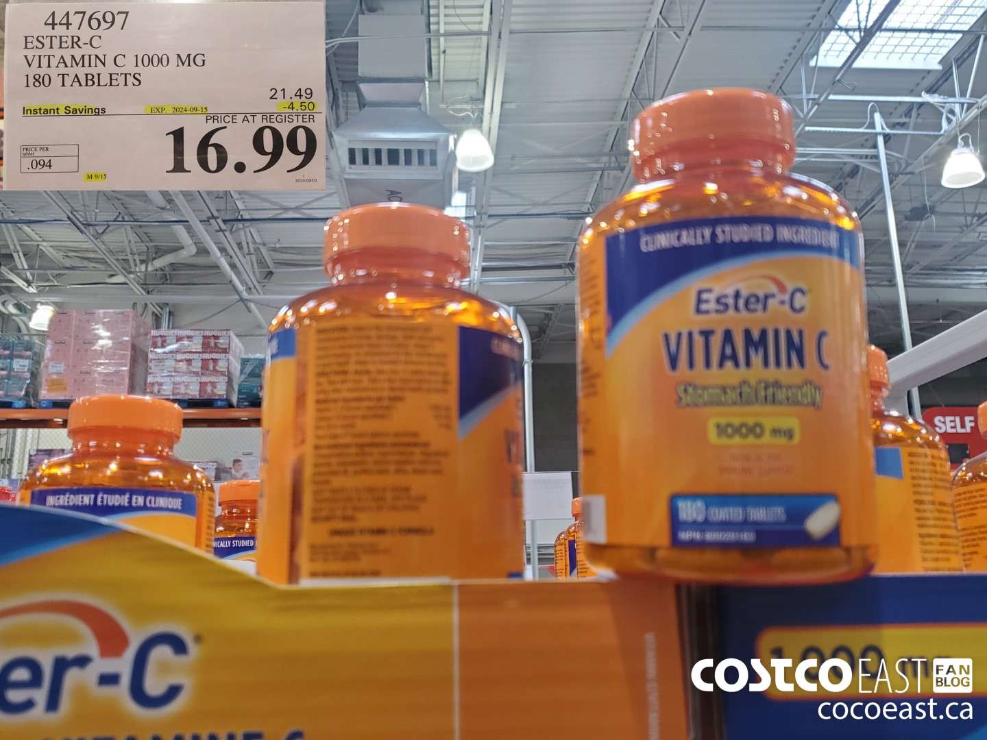 447697 ESTER-C ~ VITAMIN C 1000 MG 180 TABLETS ($4.50 INSTANT SAVINGS EXPIRES ON 2024-09-15) $16.99