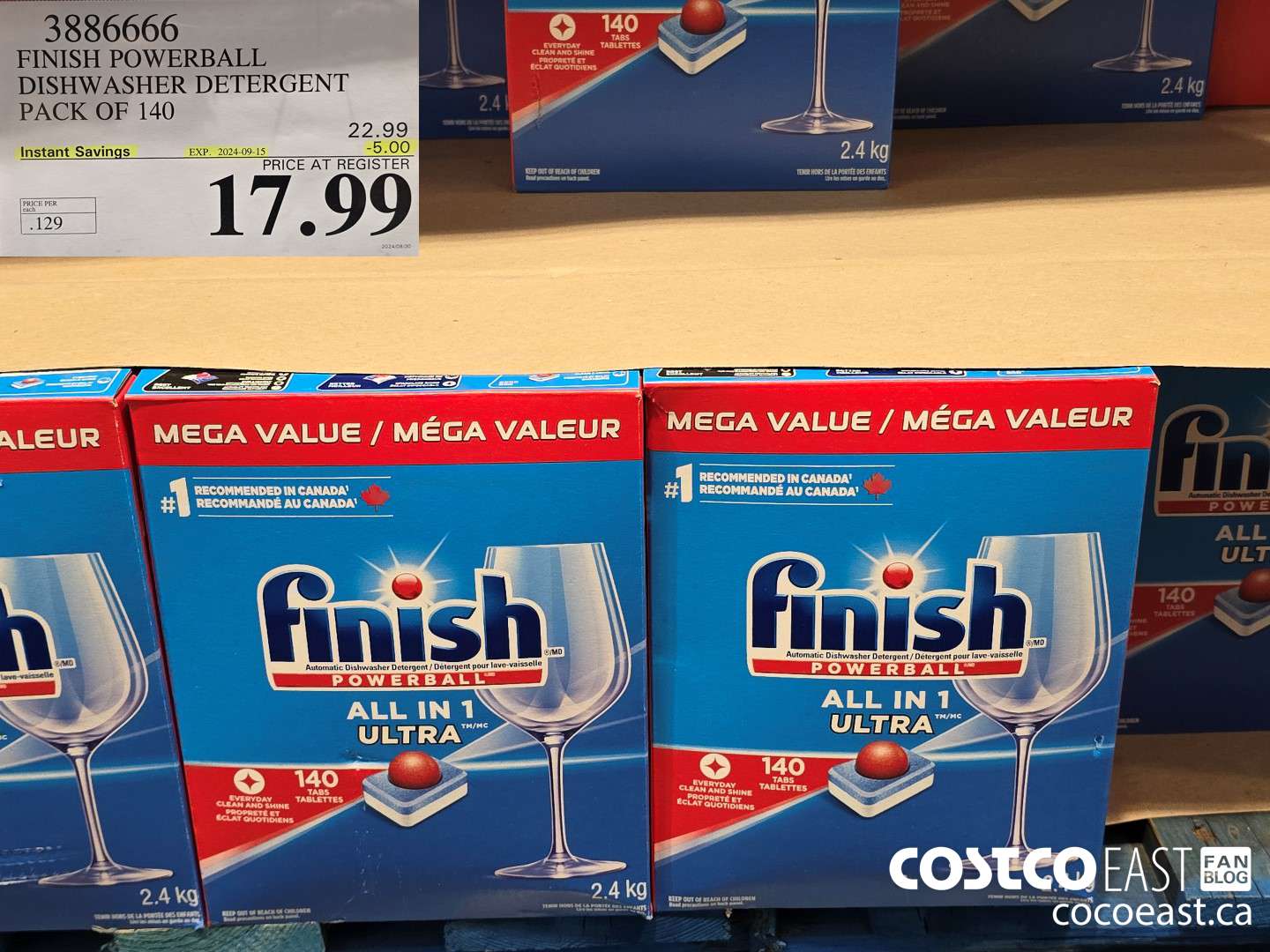 3886666 FINISH POWERBALL DISHWASHER DETERGENT PACK OF 140 ($5.00 INSTANT SAVINGS EXPIRES ON 2024-09-15) $17.99