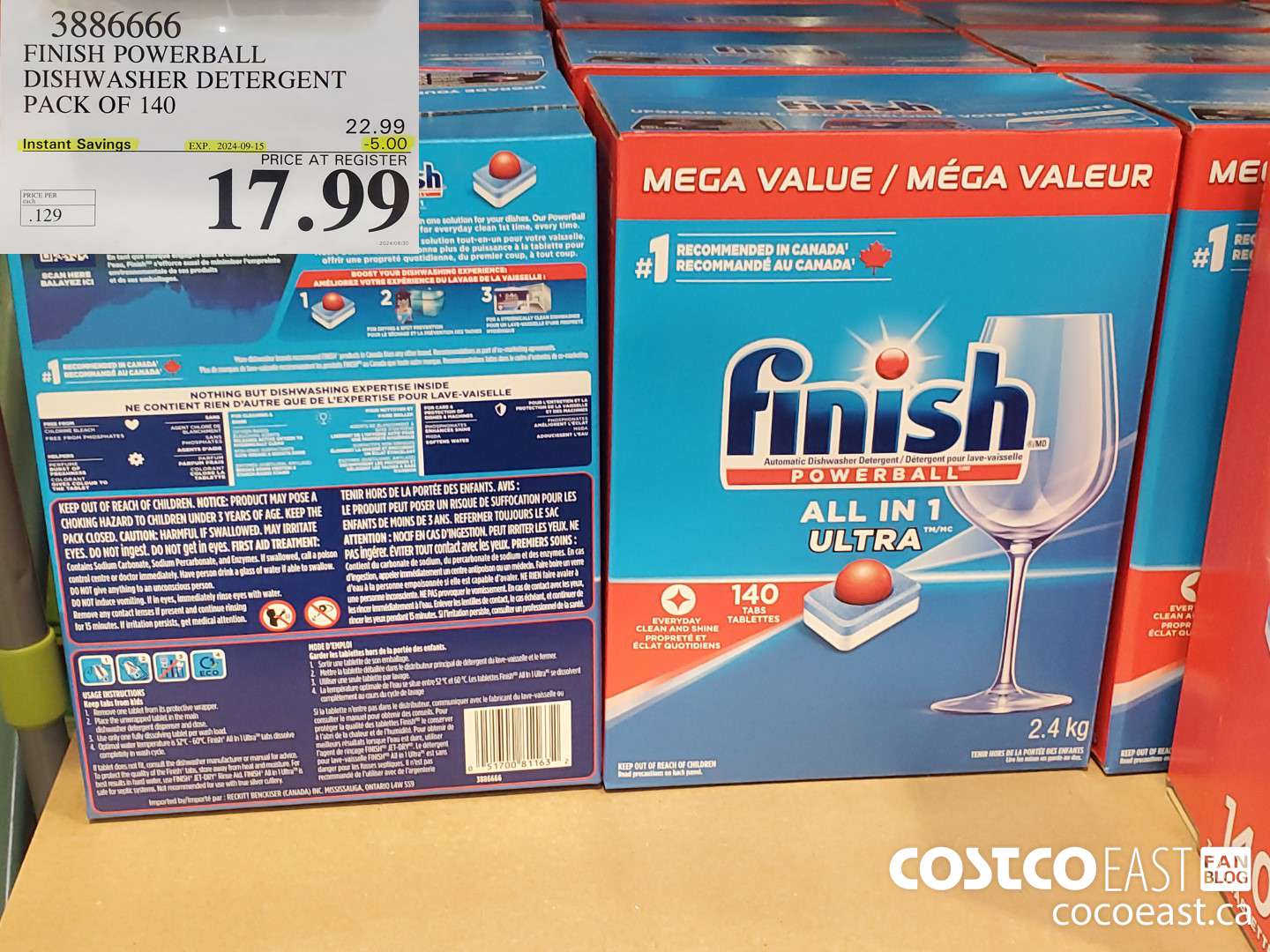 3886666 FINISH POWERBALL DISHWASHER DETERGENT PACK OF 140 ($5.00 INSTANT SAVINGS EXPIRES ON 2024-09-15) $17.99