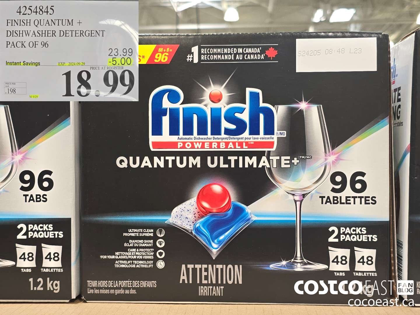 4254845 FINISH QUANTUM + DISHWASHER DETERGENT PACK OF 96 ($5.00 INSTANT SAVINGS EXPIRES ON 2024-09-29) $18.99