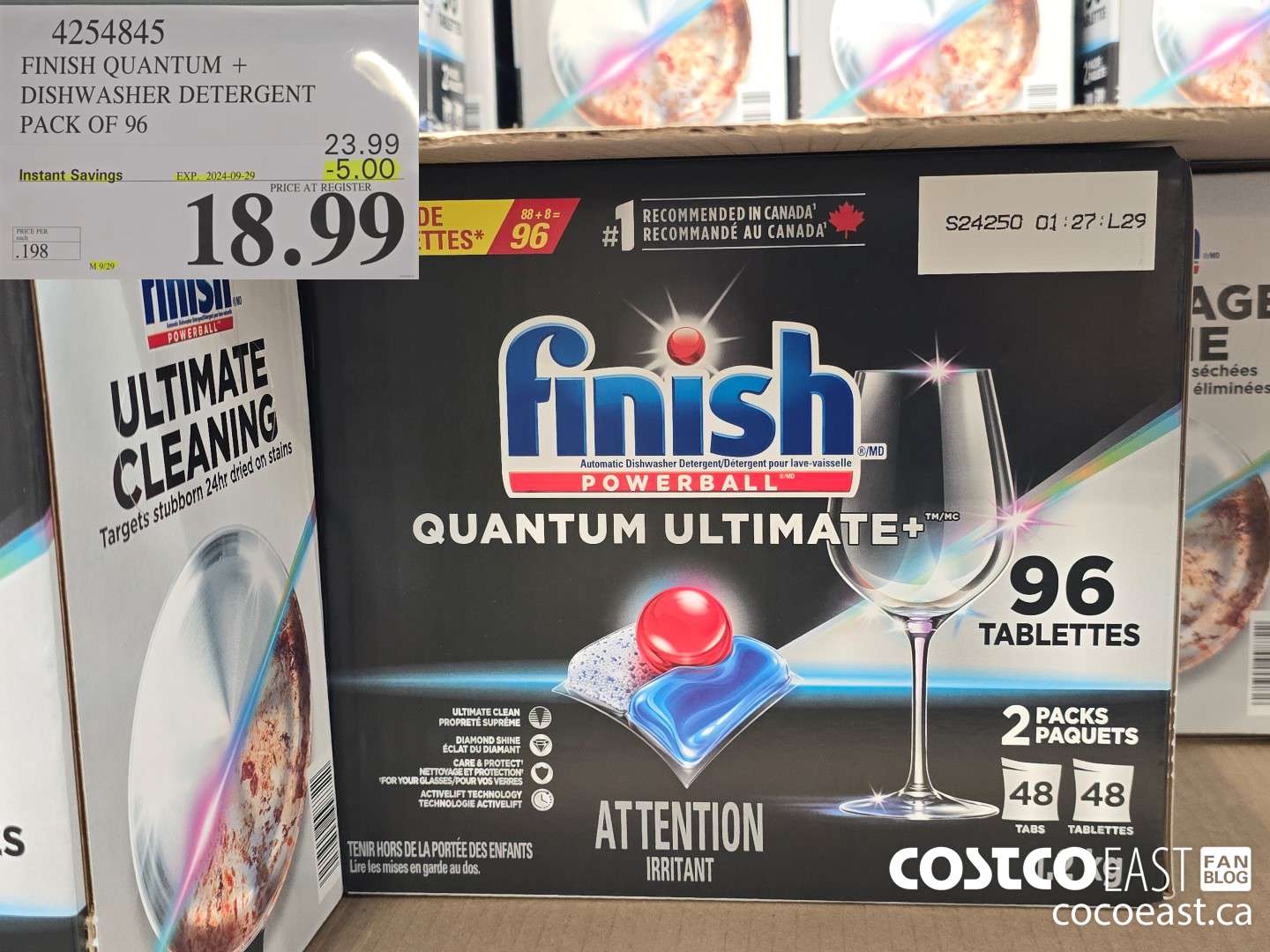 4254845 FINISH QUANTUM + DISHWASHER DETERGENT PACK OF 96 ($5.00 INSTANT SAVINGS EXPIRES ON 2024-09-29) $18.99