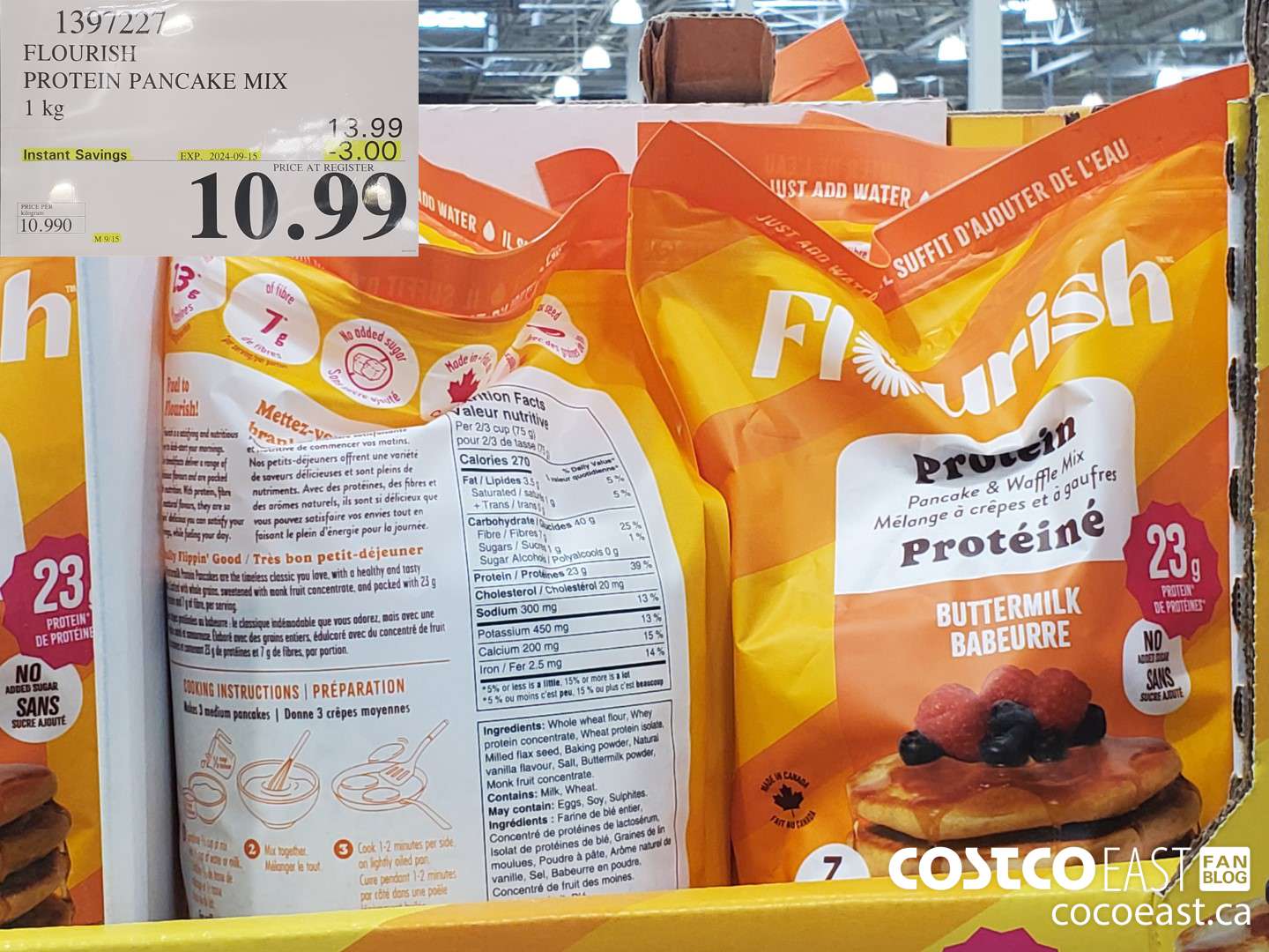 1397227 FLOURISH PROTEIN PANCAKE MIX 1 kg  ($3.00 INSTANT SAVINGS EXPIRES ON 2024-09-15) $10.99