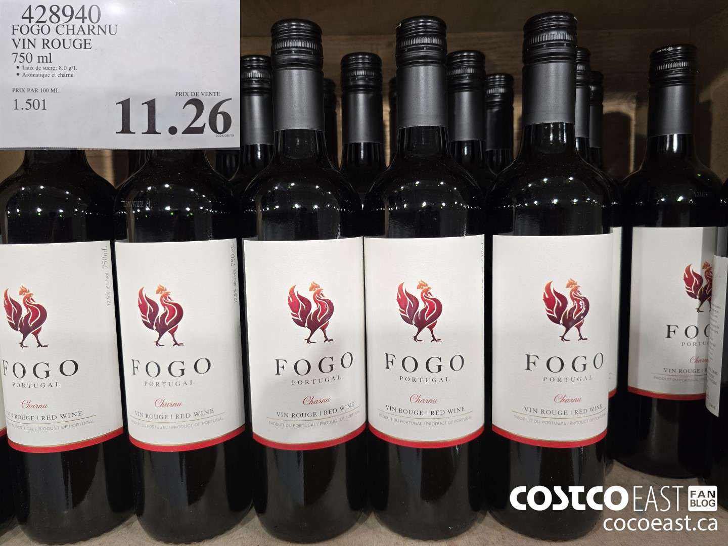 428940 FOGO CHARNU VIN ROUGE 750 ML $11.26