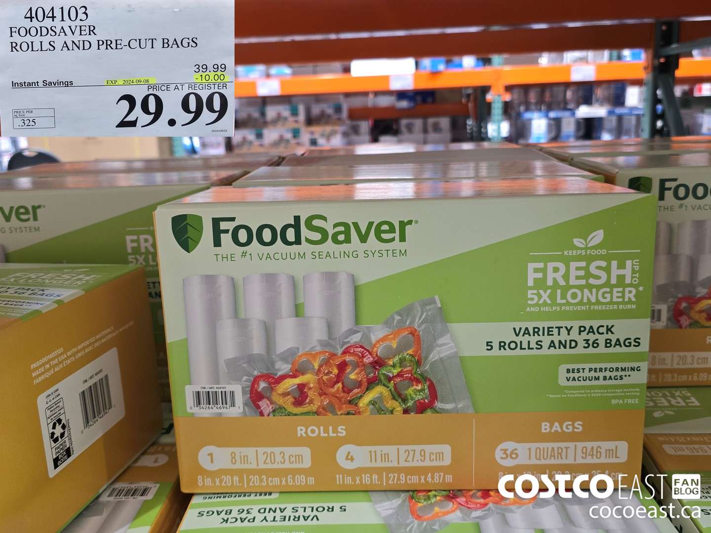 404103 FOODSAVER ROLLS AND PRE-CUT BAGS ($10.00 INSTANT SAVINGS EXPIRES ON 2024-09-08) $29.99