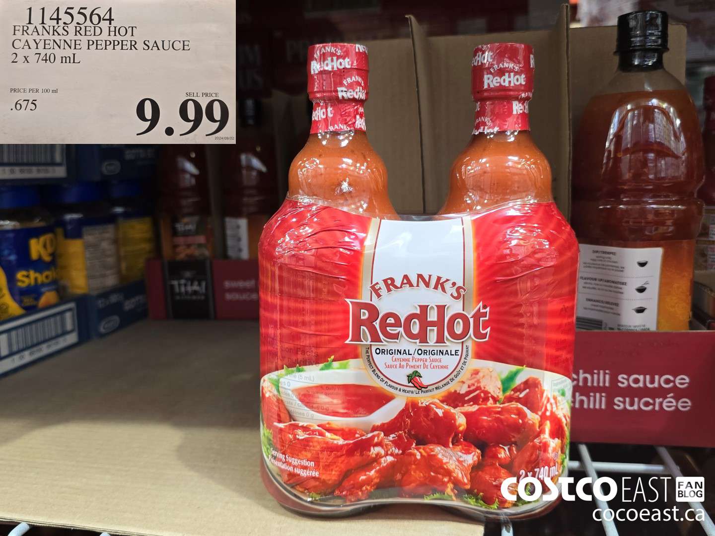 1145564 FRANKS RED HOT CAYENNE PEPPER SAUCE 2 X 740 ML $9.99