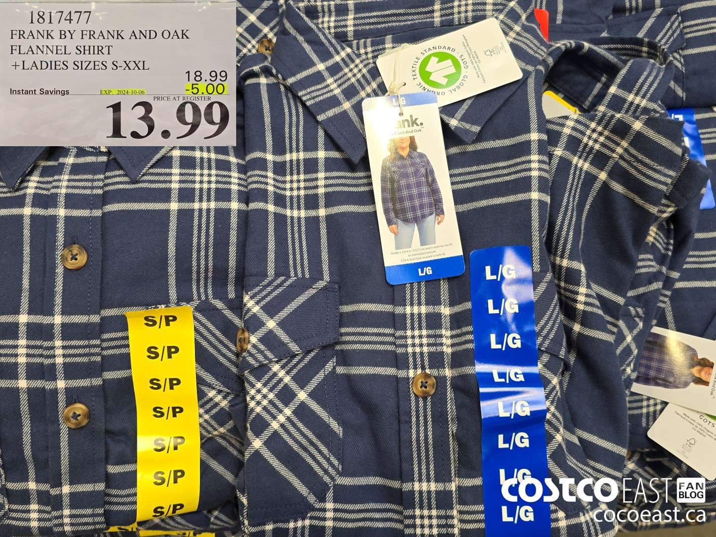 1817477 FRANK BY FRANK AND OAK FLANNEL SHIRT +LADIES SIZES S-XXL ($5.00 INSTANT SAVINGS EXPIRES ON 2024-10-06) $13.99