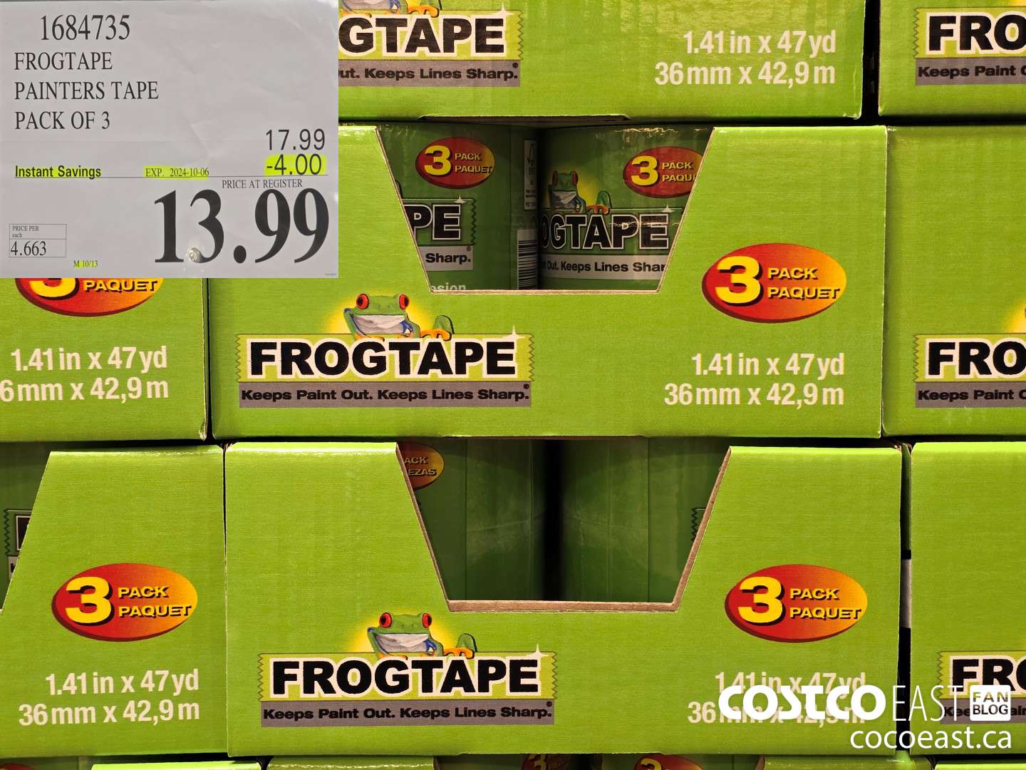 1684735 FROGTAPE PAINTERS TAPE PACK OF 3 ($4.00 INSTANT SAVINGS EXPIRES ON 2024-10-06) $13.99