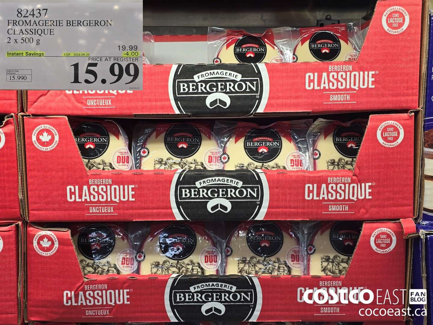 82437 FROMAGERIE BERGERON CLASSIC 2 x 500 g ($4.00 INSTANT SAVINGS EXPIRES ON 2024-09-29) $15.99