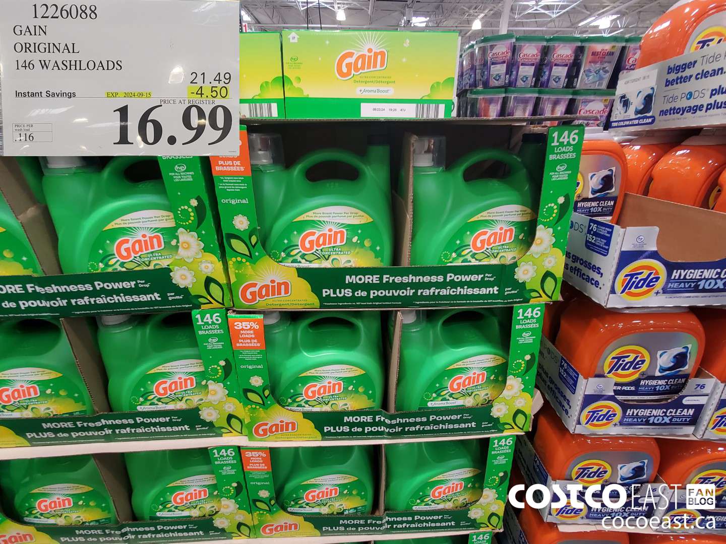 1226088 GAIN ORIGINAL 146 washloads ($4.50 INSTANT SAVINGS EXPIRES ON 2024-09-15) $16.99