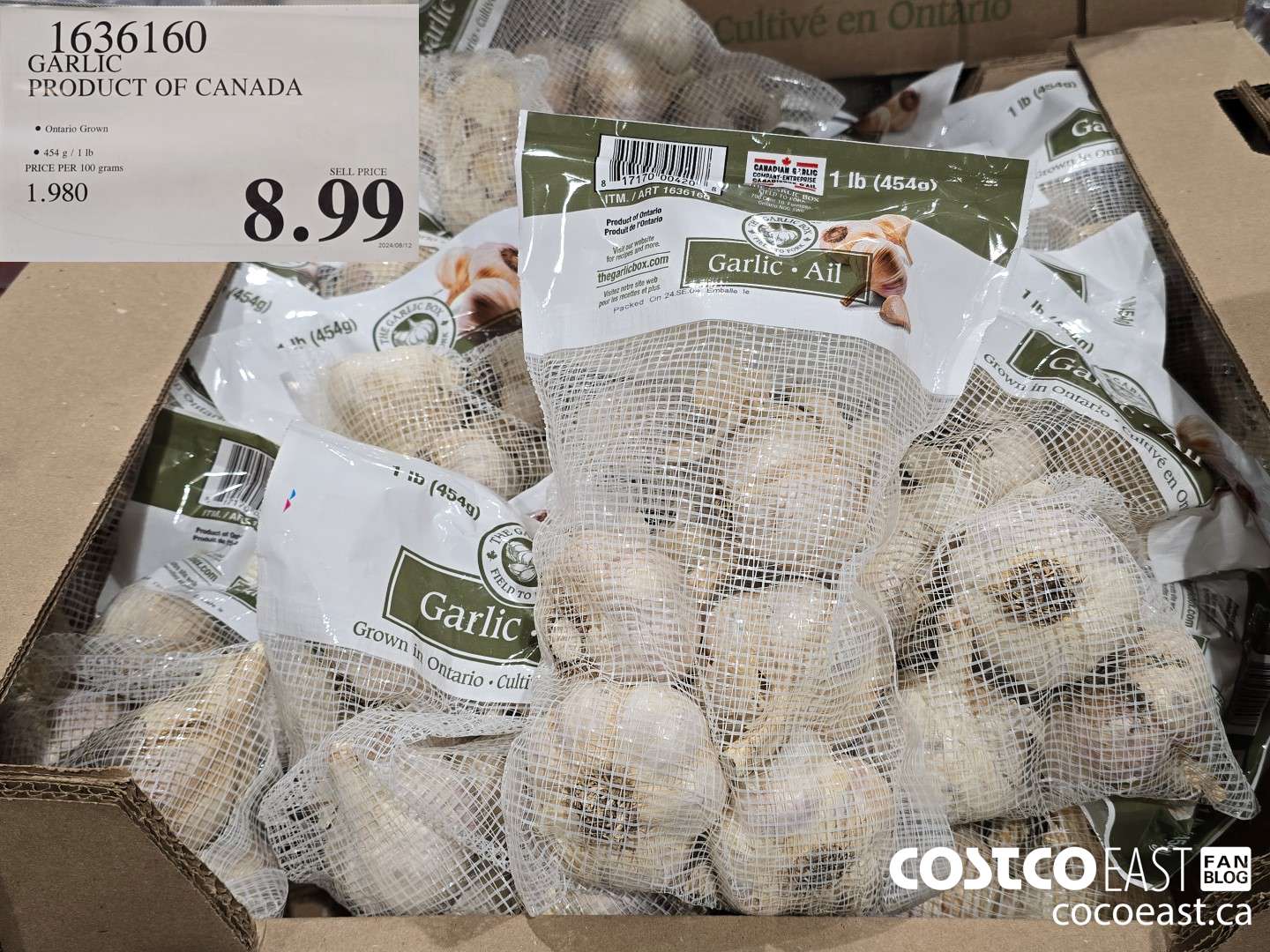 1636160 GARLIC PRODUCT OF CANADA $8.99