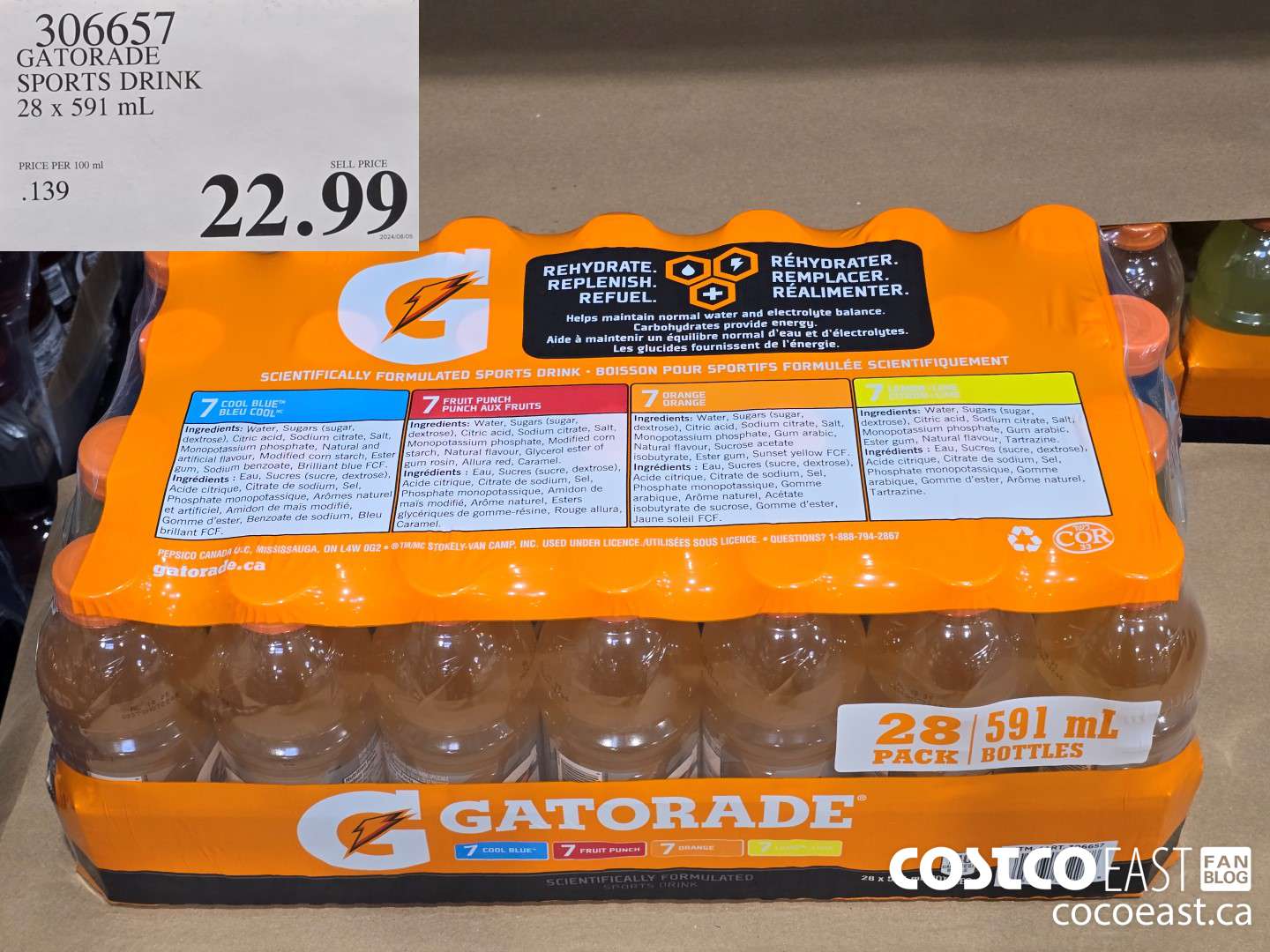 306657 GATORADE SPORTS DRINK 28 x 591 mL $22.99