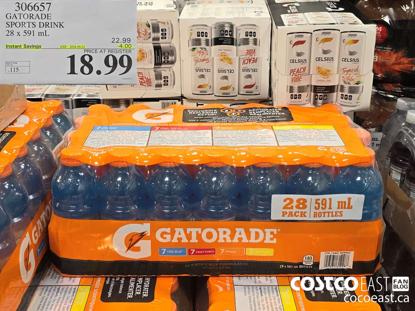 306657 GATORADE SPORTS DRINK 28 x 591 mL ($4.00 INSTANT SAVINGS EXPIRES ON 2024-09-22) $18.99