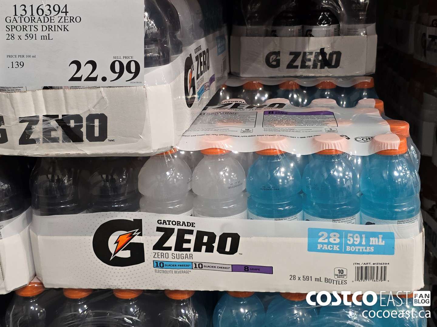 1316394 GATORADE ZERO SPORTS DRINK 28 x 591 mL $22.99