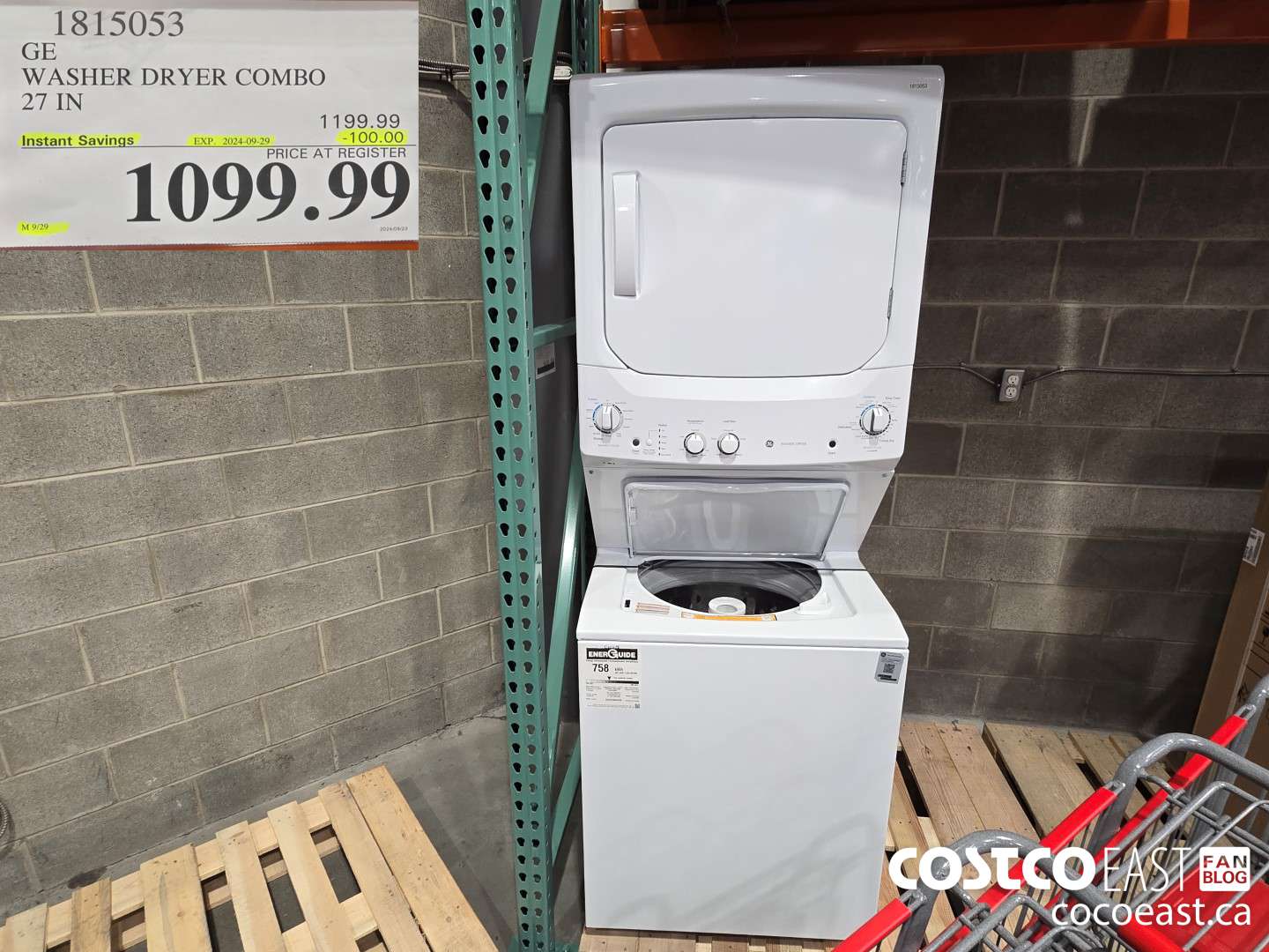 1815053 GE WASHER DRYER COMBO 27 IN ($100.00 INSTANT SAVINGS EXPIRES ON 2024-09-29) $1099.99