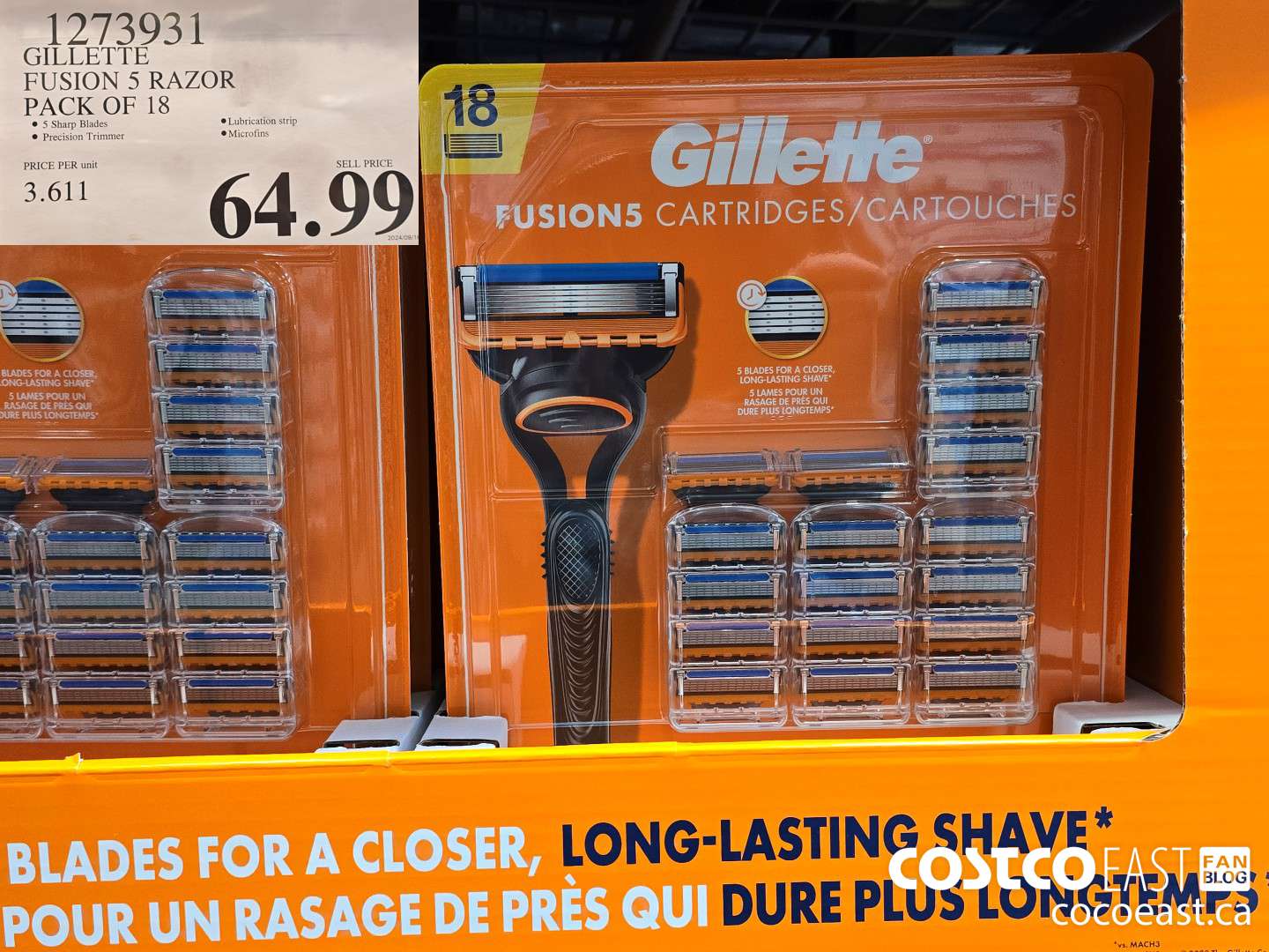 1273931 GILLETTE FUSION 5 CARTRIDGES PACK OF 18 $64.99