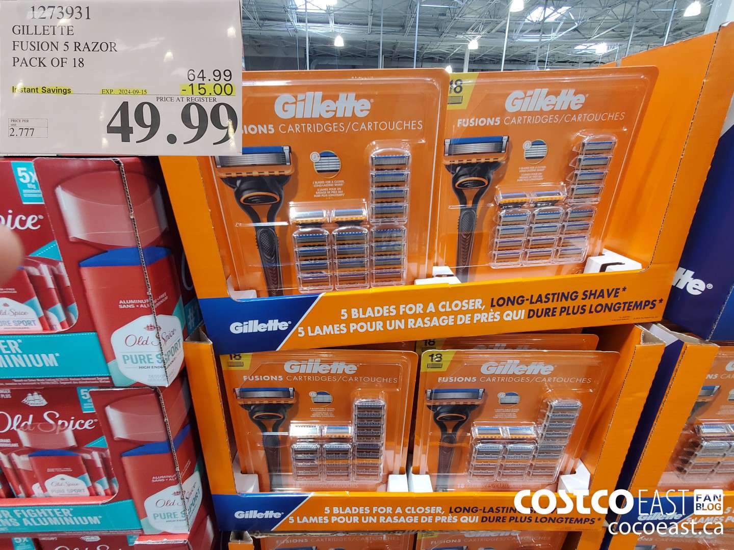1273950 GILLETTE FUSION 5 RAZOR PACK OF 18  ($15.00 INSTANT SAVINGS EXPIRES ON 2024-09-15) $49.99