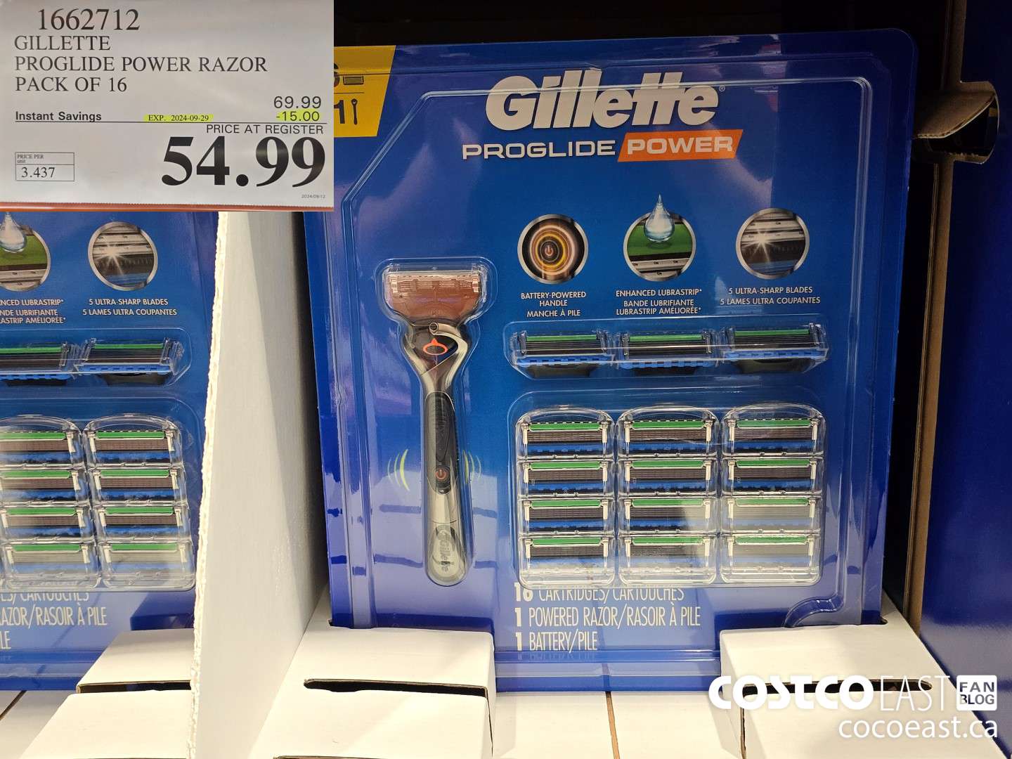 1662712 GILLETTE PROGLIDE POWER RAZOR PACK OF 16 ($15.00 INSTANT SAVINGS EXPIRES ON 2024-09-29) $54.99