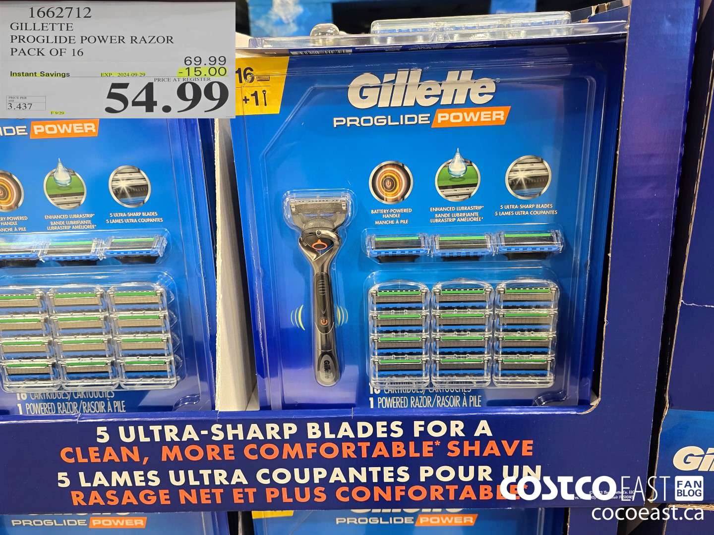 1662712 GILLETTE PROGLIDE POWER RAZOR PACK OF 16 ($15.00 INSTANT SAVINGS EXPIRES ON 2024-09-29) $54.99