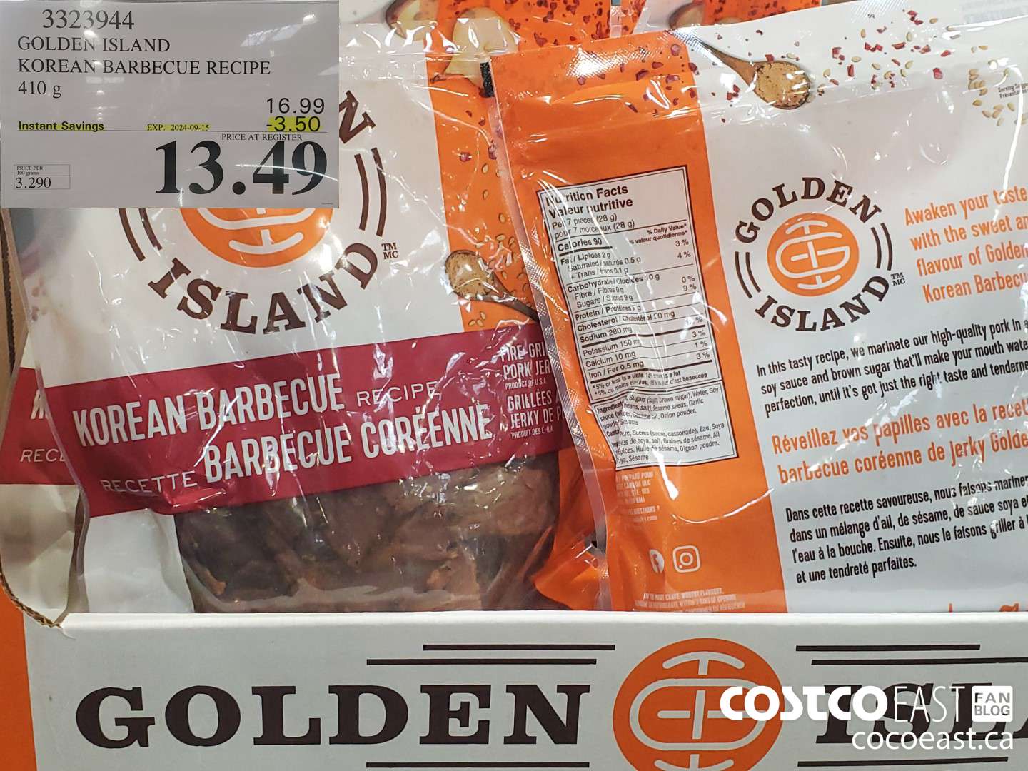 3323944 GOLDEN ISLAND KOREAN BARBECUE RECIPE 410 g ($3.50 INSTANT SAVINGS EXPIRES ON 2024-09-15) $13.49