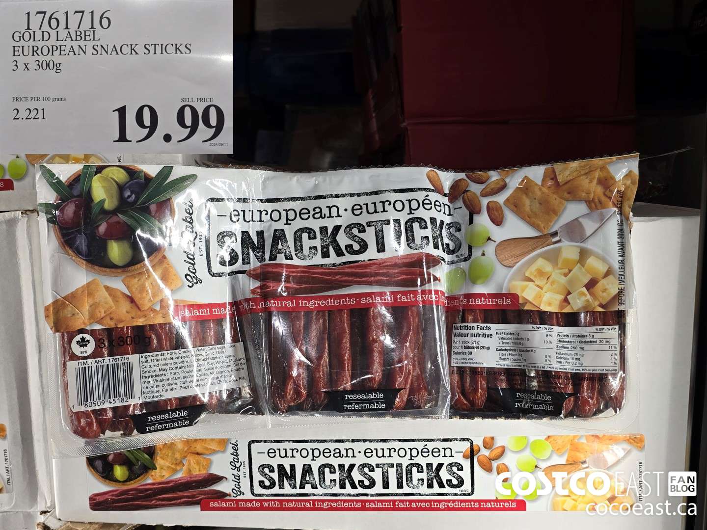 1761716 GOLD LABEL EUROPEAN SNACK STICKS 3 x 300g $19.99