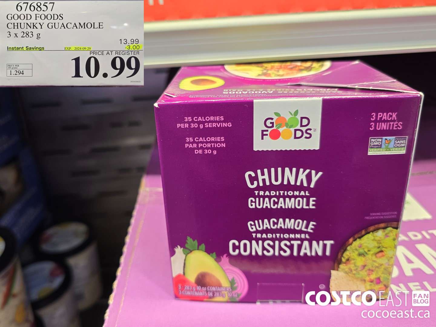 676857 GOOD FOODS CHUNKY GUACAMOLE 3 X 283 G ($3.00 INSTANT SAVINGS EXPIRES ON 2024-09-29) $10.99