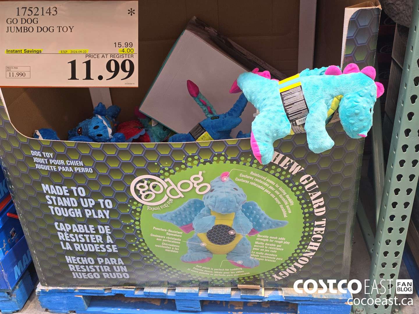 1752143 GO DOG JUMBO DOG TOY ($4.00 INSTANT SAVINGS EXPIRES ON 2024-09-22) $11.99