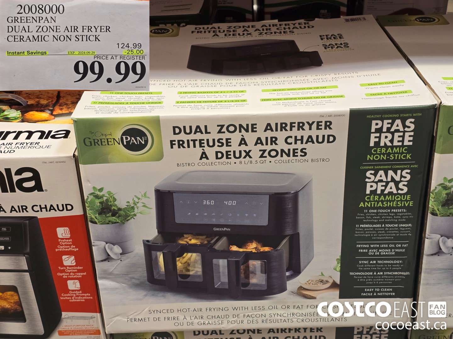 2008000 GREENPAN DUAL ZONE AIR FRYER CERAMIC NON STICK ($25.00 INSTANT SAVINGS EXPIRES ON 2024-09-29) $99.99