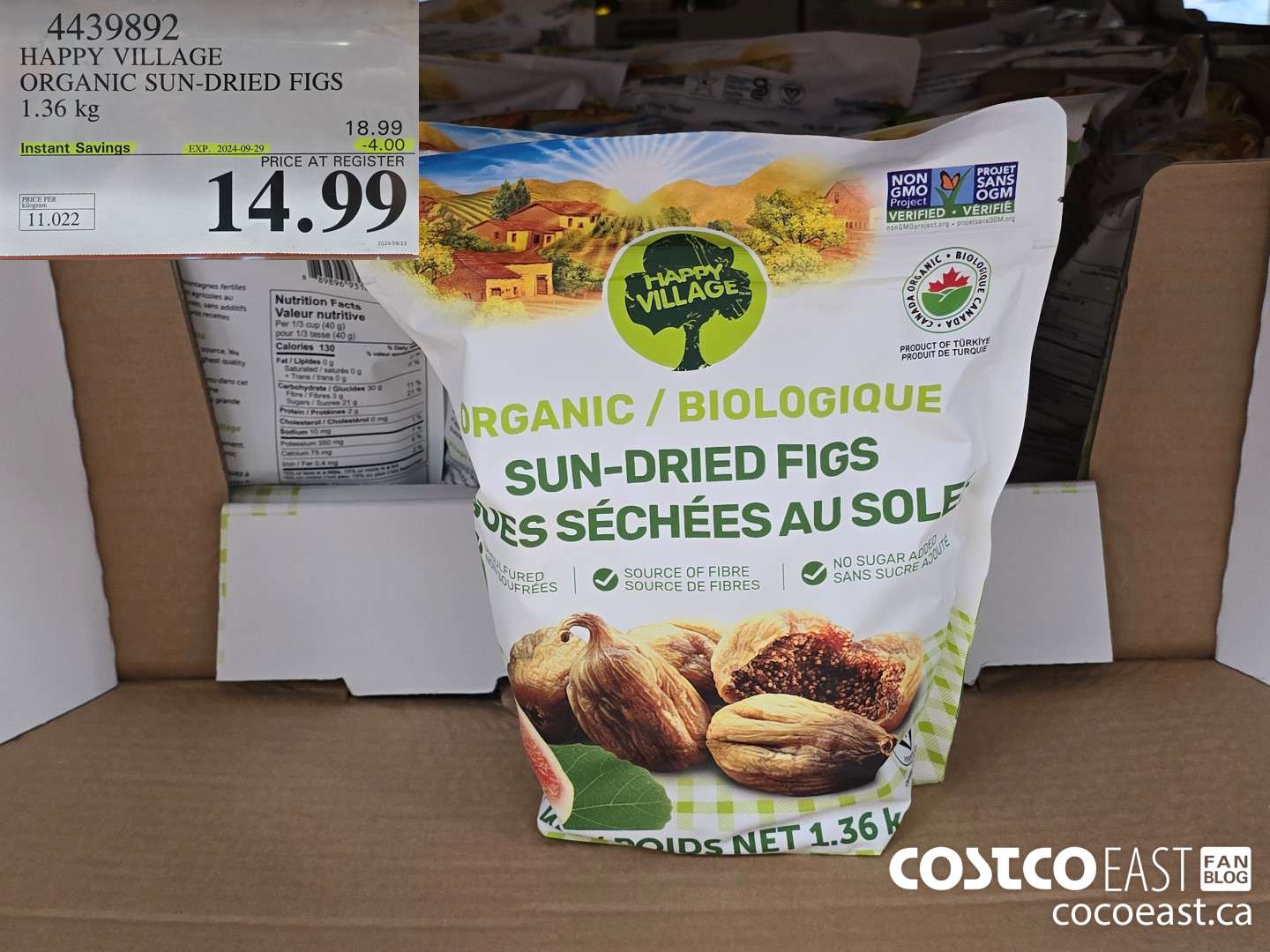 4439892 HAPPY VILLAGE ORGANIC SUN-DRIED FIGS 1.36 kg ($4.00 INSTANT SAVINGS EXPIRES ON 2024-09-29) $14.99