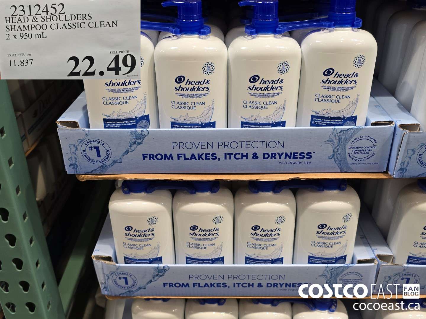 2312452 HEAD & SHOULDERS SHAMPOO CLASSIC CLEAN 2 X 950 ML $22.49