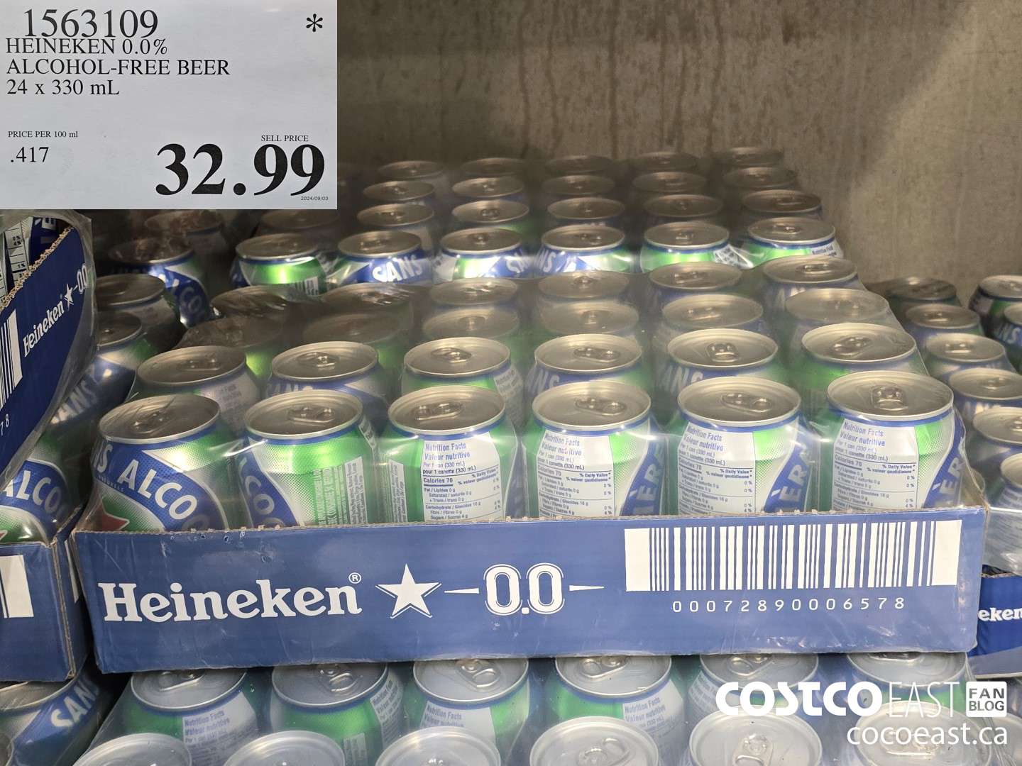1563109 HEINEKEN 0.0% ALCOHOL-FREE BEER 24 x 330 mL $32.99