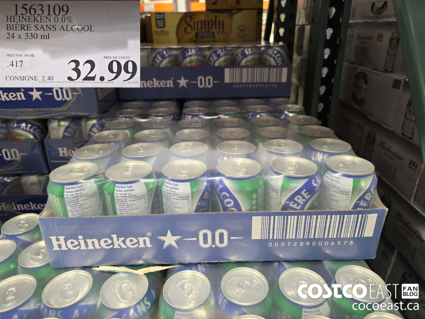 1563109 HEINEKEN 0.0% BIERE SANS ALCOOL 24 x 330 mL $32.99