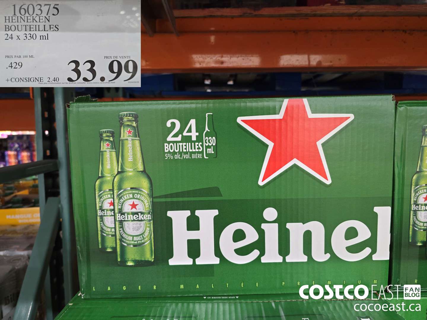 160375 HEINEKEN BOUTEILLES 24 x 330 ml $33.99