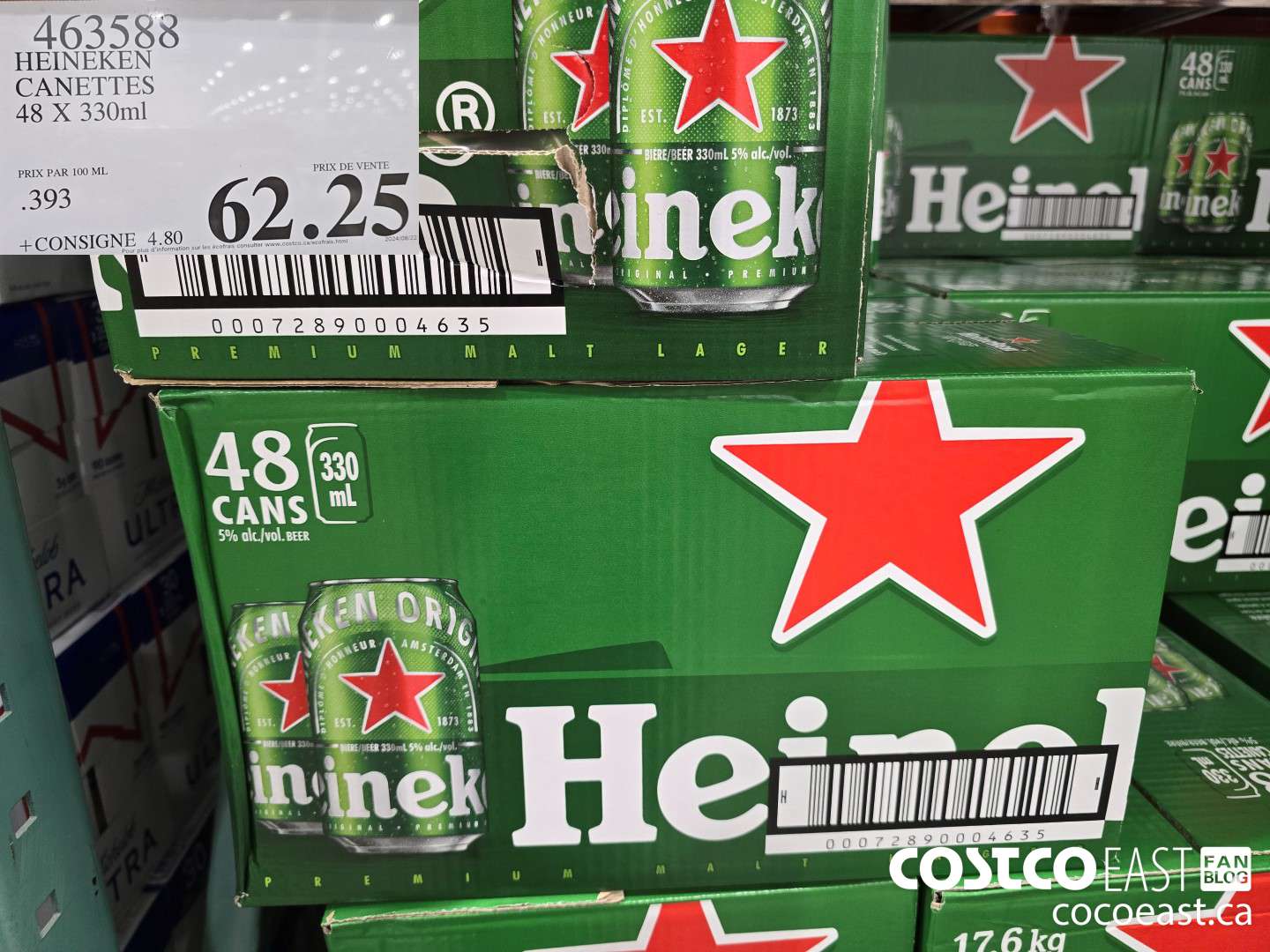 463588 HEINEKEN CANETTES 48 X 330ml $62.25
