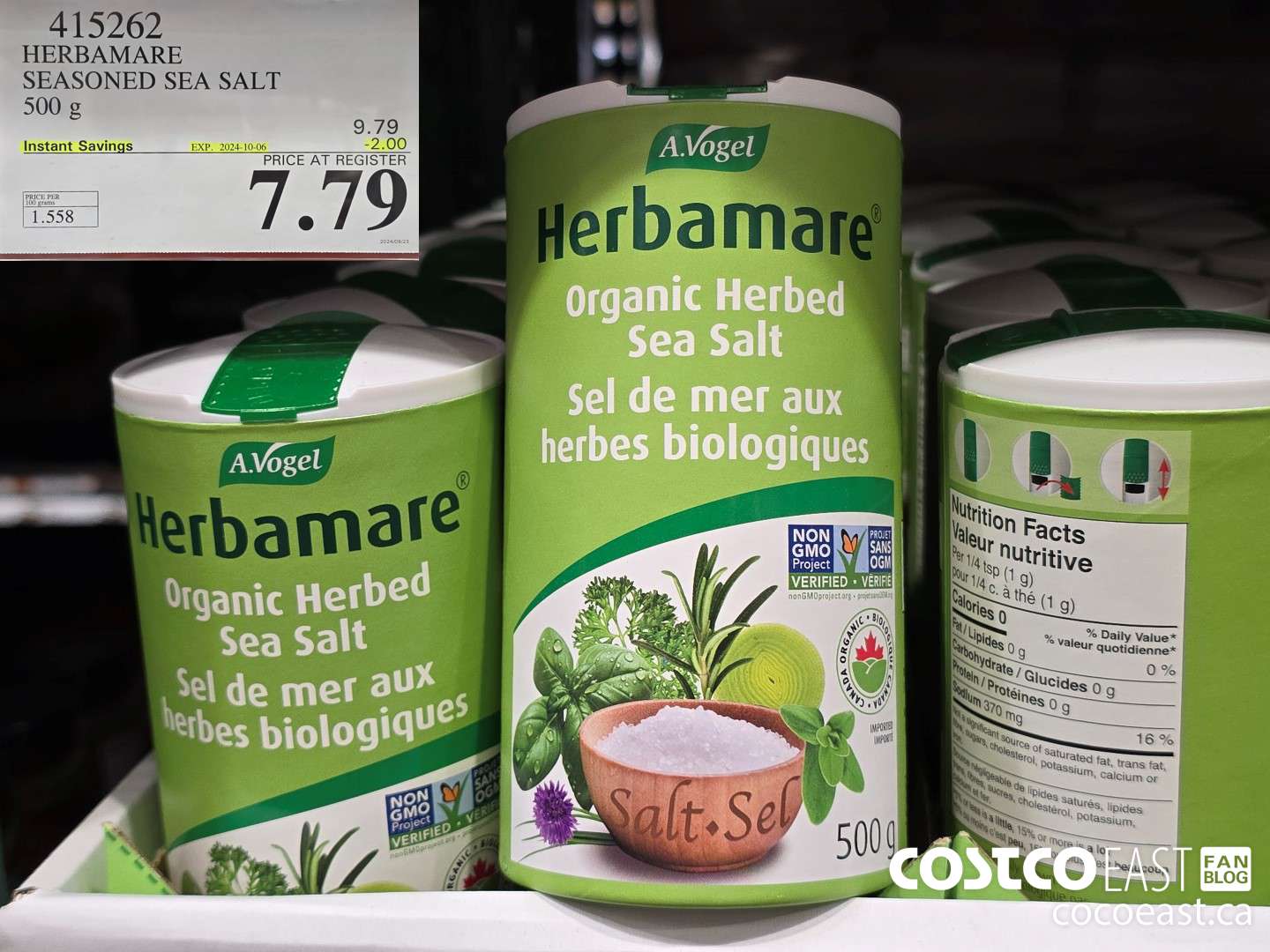 415262 HERBAMARE SEASONED SEA SALT 500 G ($2.00 INSTANT SAVINGS EXPIRES ON 2024-10-06) $7.79