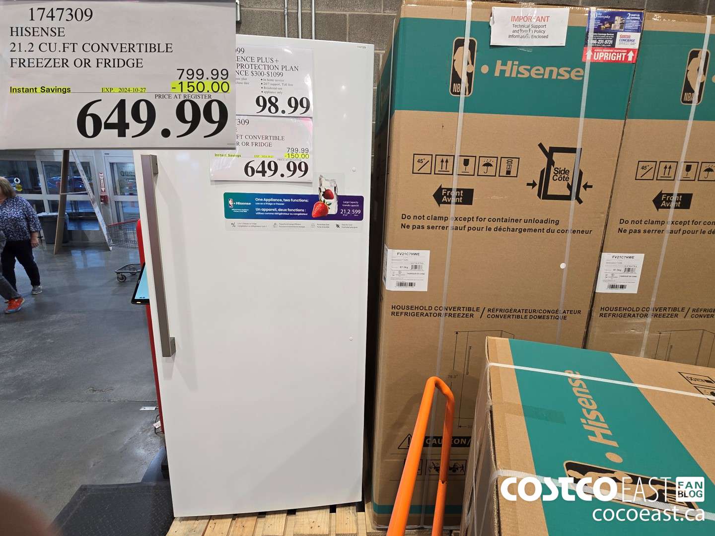 1747309 HISENSE 21.2 CU.FT CONVERTIBLE FREEZER OR FRIDGE ($150.00 INSTANT SAVINGS EXPIRES ON 2024-10-27) $649.99