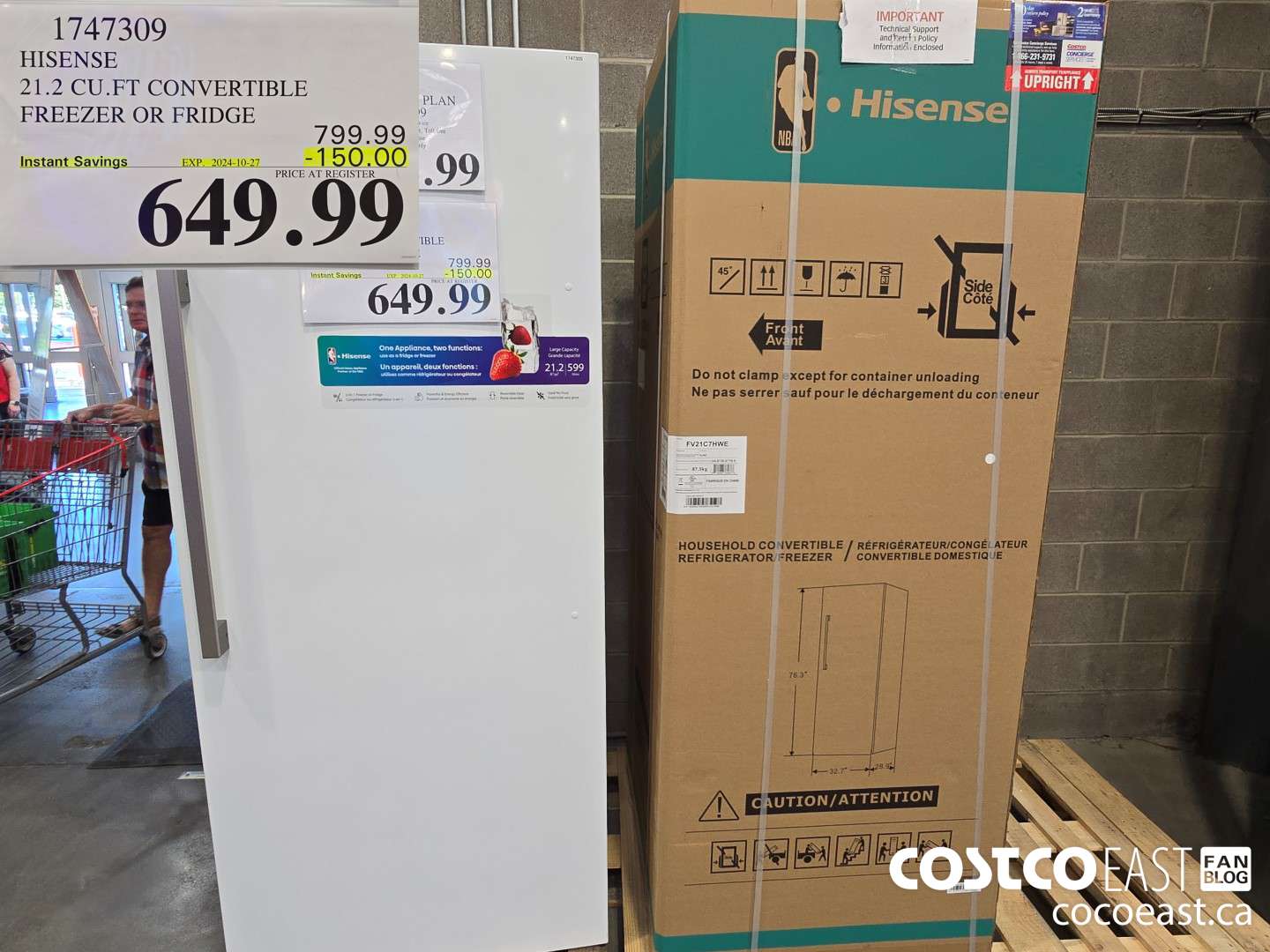 1747309 HISENSE 21.2 CU.FT CONVERTIBLE FREEZER OR FRIDGE ($150.00 INSTANT SAVINGS EXPIRES ON 2024-10-27) $649.99