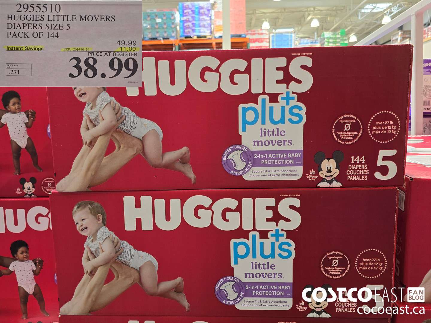 2955510 HUGGIES LITTLE MOVERS DIAPERS SIZE 5 PACK OF 144 ($11.00 INSTANT SAVINGS EXPIRES ON 2024-09-29) $38.99