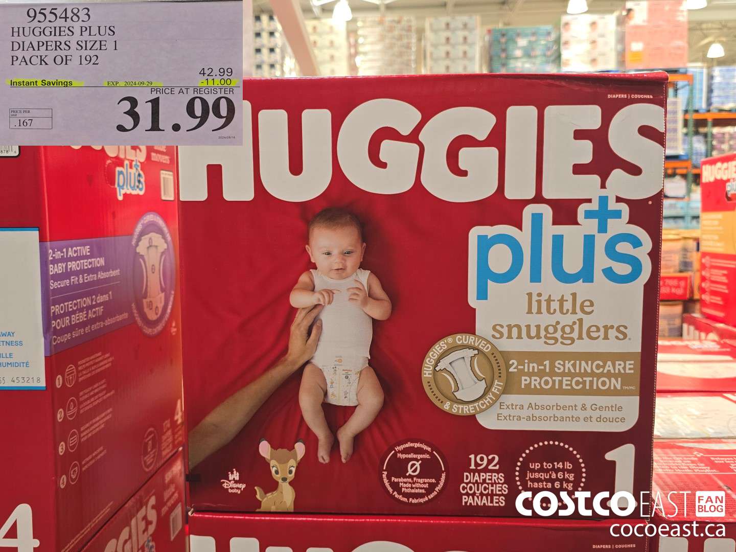 955483 HUGGIES PLUS DIAPERS SIZE 1 PACK OF 192 ($11.00 INSTANT SAVINGS EXPIRES ON 2024-09-29) $31.99