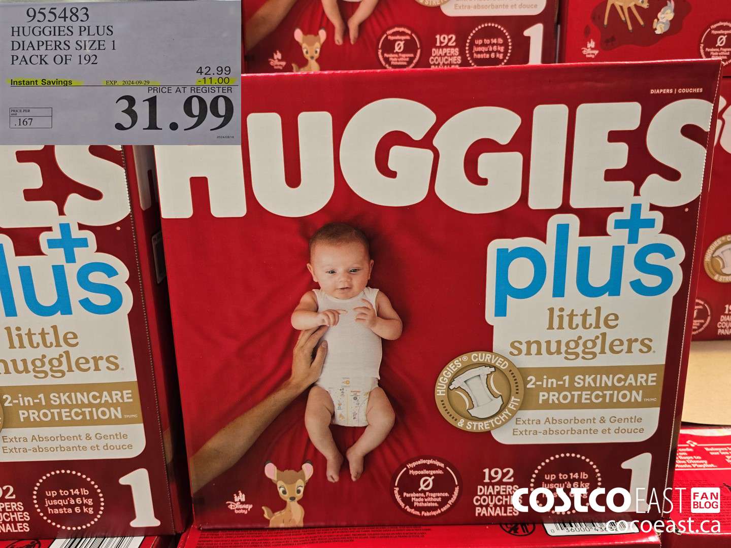 955483 HUGGIES PLUS DIAPERS SIZE 1 PACK OF 192 ($11.00 INSTANT SAVINGS EXPIRES ON 2024-09-29) $31.99