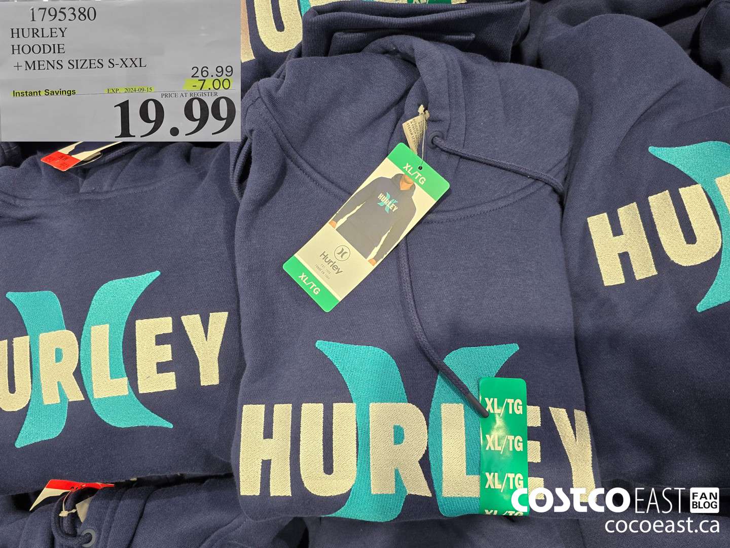 1795380 HURLEY HOODIE +MENS SIZES S-XXL ($7.00 INSTANT SAVINGS EXPIRES ON 2024-09-15) $19.99