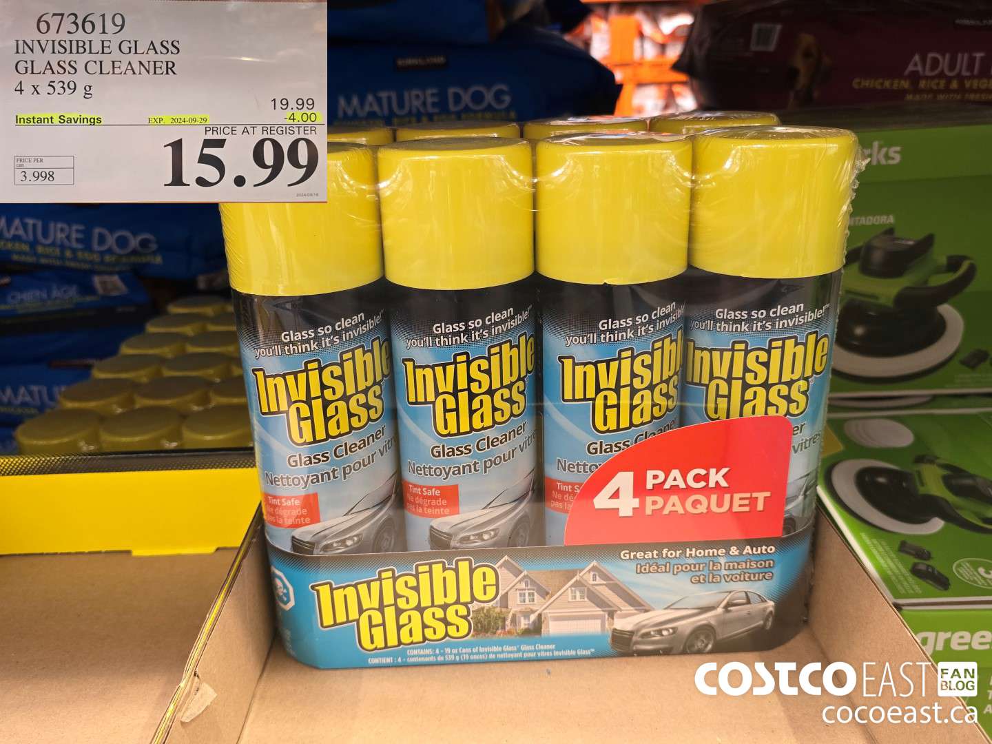 673619 INVISIBLE GLASS GLASS CLEANER 4 X 539g ($4.00 INSTANT SAVINGS EXPIRES ON 2024-09-29) $15.99