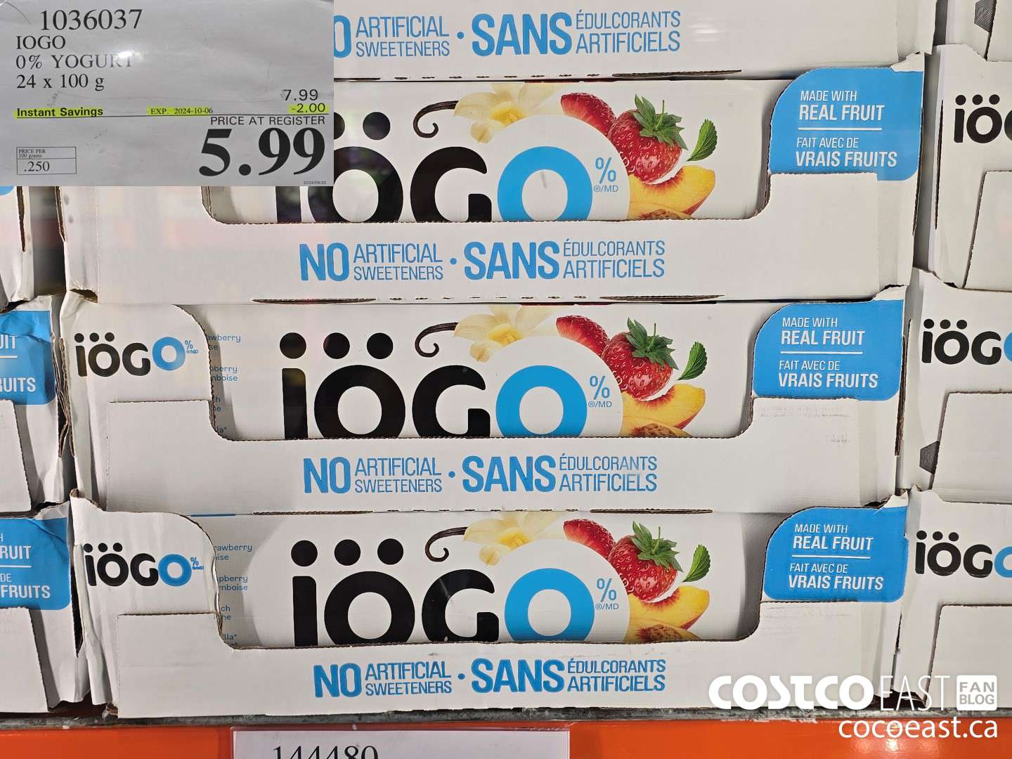1036037 IOGO 0% YOGURT 24 x 100 g ($2.00 INSTANT SAVINGS EXPIRES ON 2024-10-06) $5.99