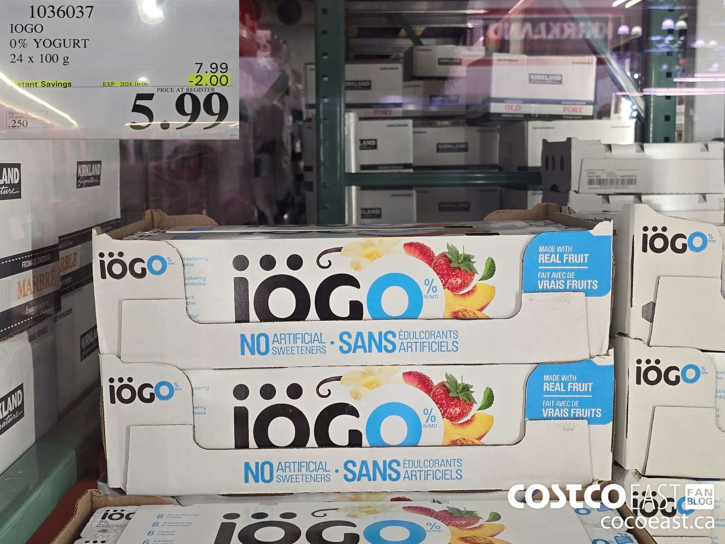 1036037 IOGO 0% YOGURT 24 x 100 g ($2.00 INSTANT SAVINGS EXPIRES ON 2024-10-06) $5.99