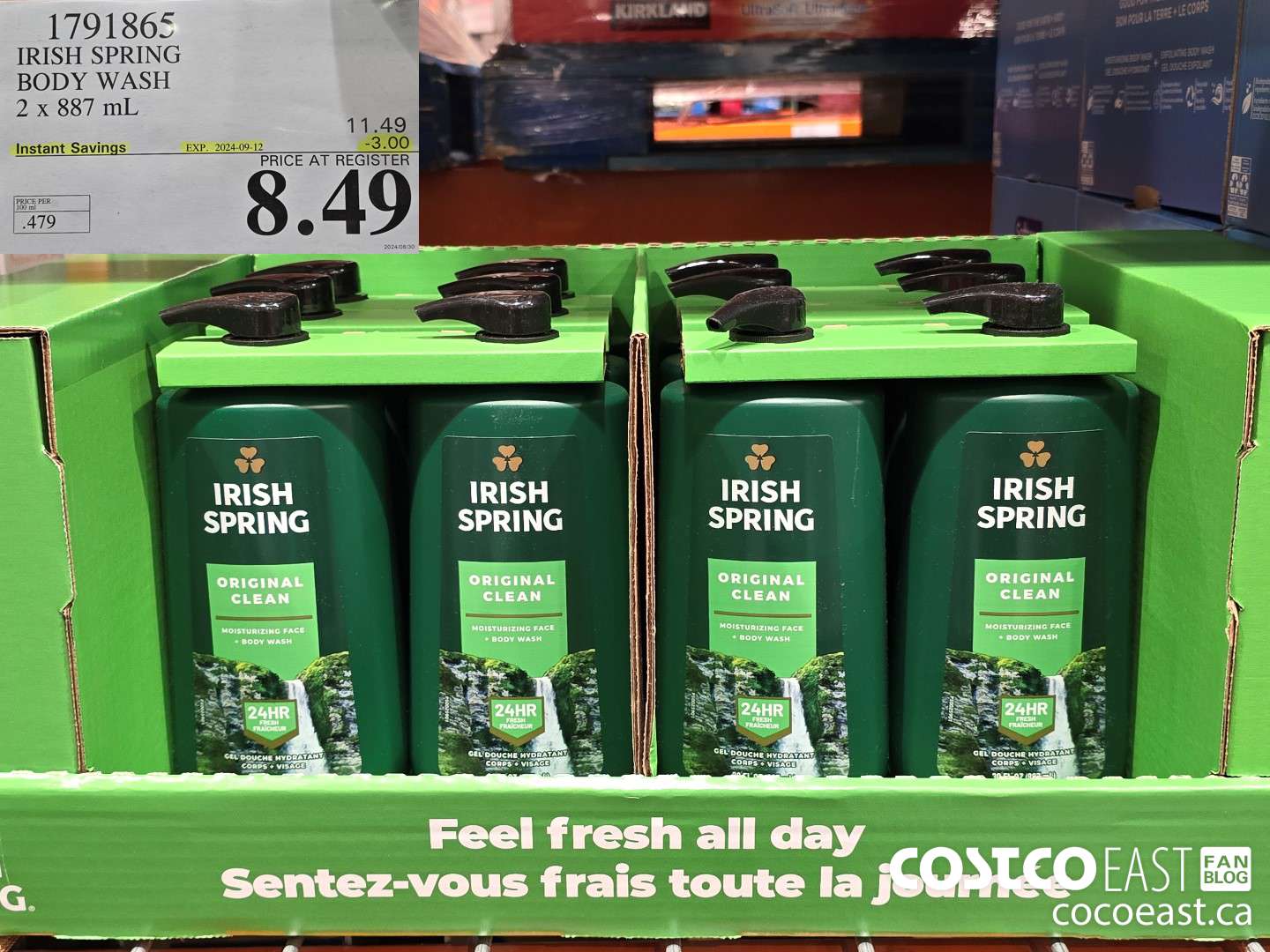 1791865 IRISH SPRING BODY WASH 2 x 887 mL ($3.00 INSTANT SAVINGS EXPIRES ON 2024-09-12) $8.49