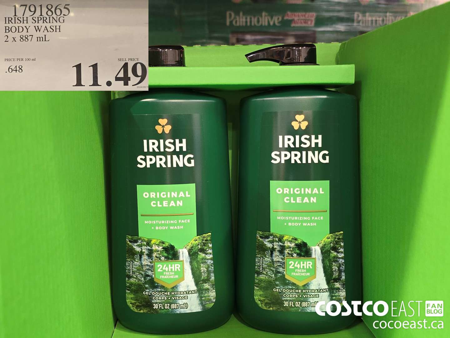 1791865 IRISH SPRING BODY WASH 2 x 887 mL $11.49
