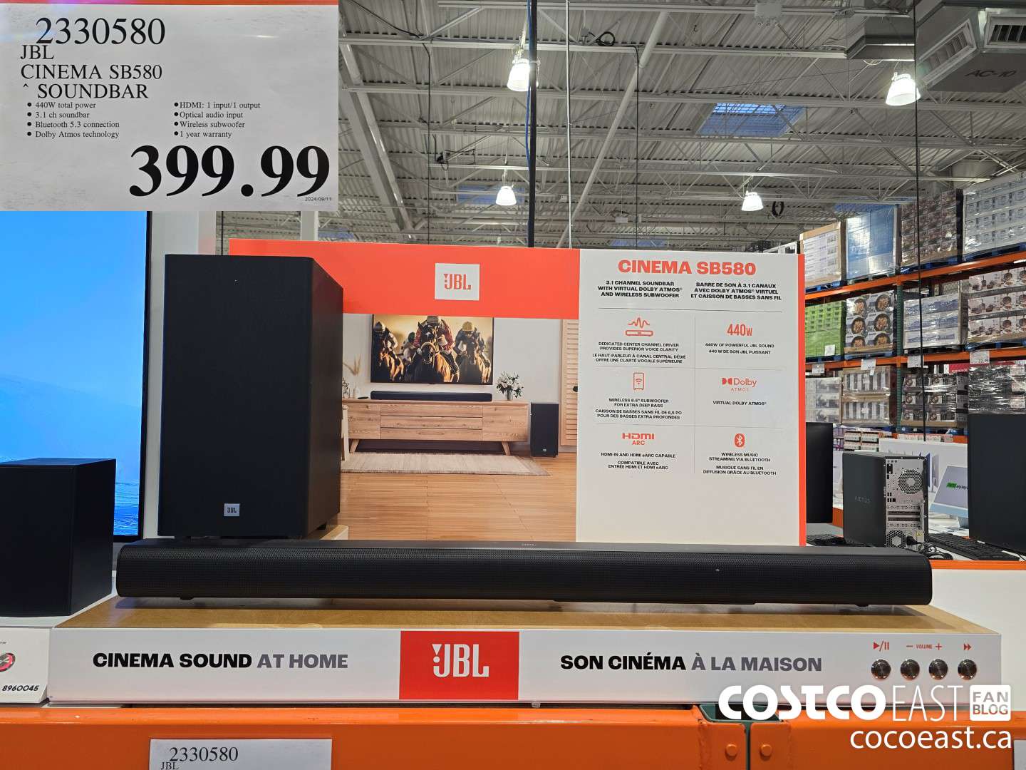 2330580 JBL CINEMA SB580 SOUNDBAR $399.99