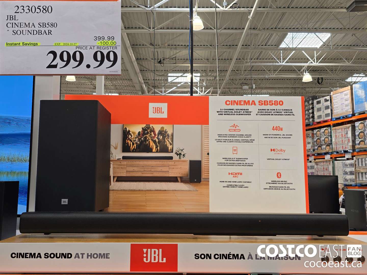 2330580 JBL CINEMA SB580 SOUNDBAR ($100.00 INSTANT SAVINGS EXPIRES ON 2024-10-27) $299.99
