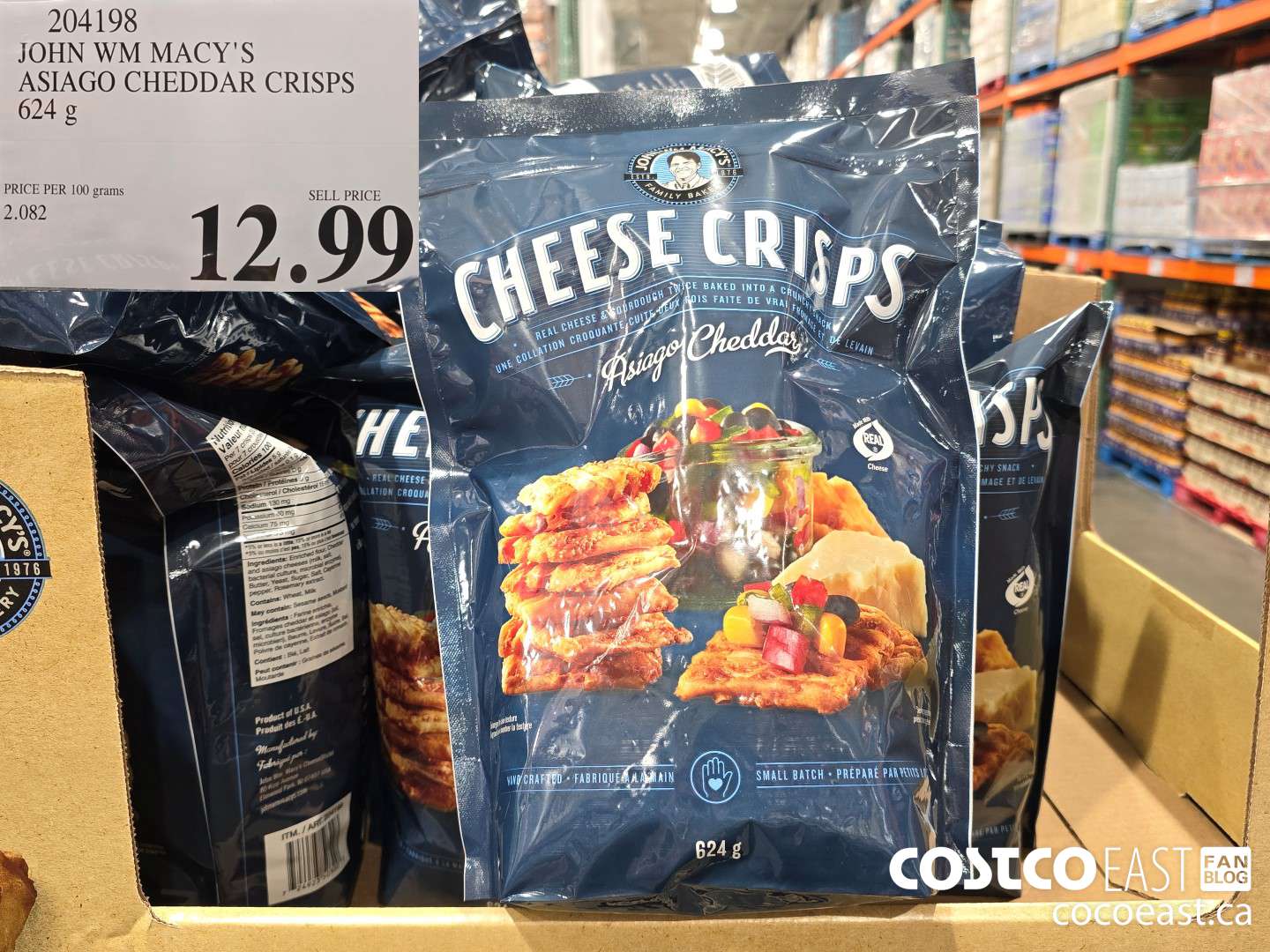 204198 JOHN WM MACY'S ASIAGO CHEDDAR CRISPS 624 g $12.99