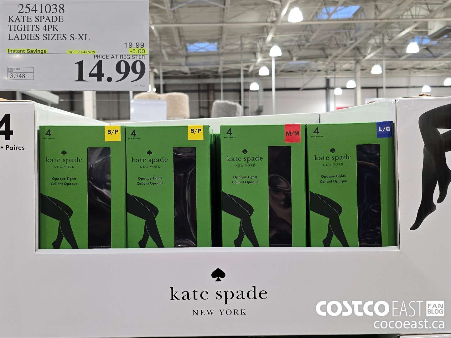 2541038 KATE SPADE TIGHTS 4PK LADIES SIZES S-XL ($5.00 INSTANT SAVINGS EXPIRES ON 2024-09-29) $14.99