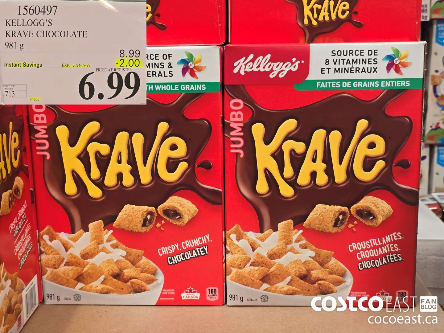1560497 KELLOGG'S KRAVE CHOCOLATE 981 g ($2.00 INSTANT SAVINGS EXPIRES ON 2024-09-29) $6.99